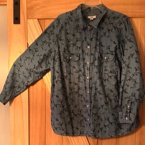 Blue Floral Button-Up Shirt